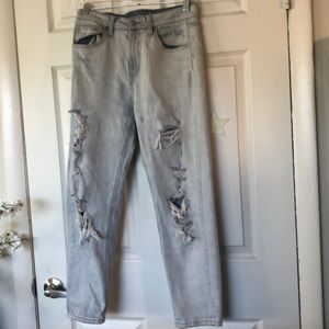 Light Blue Distressed Mom Jeans